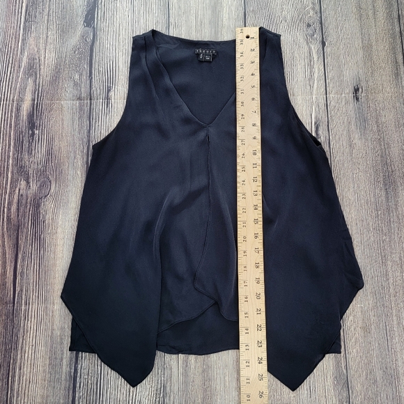 Theory Black Drape V Neck Tank Top Blouse - Picture 7 of 7